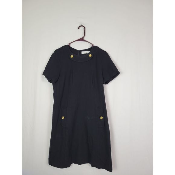 Trina Turk Elegant Black Mini Dress with Gold Details - Picture 1 of 5